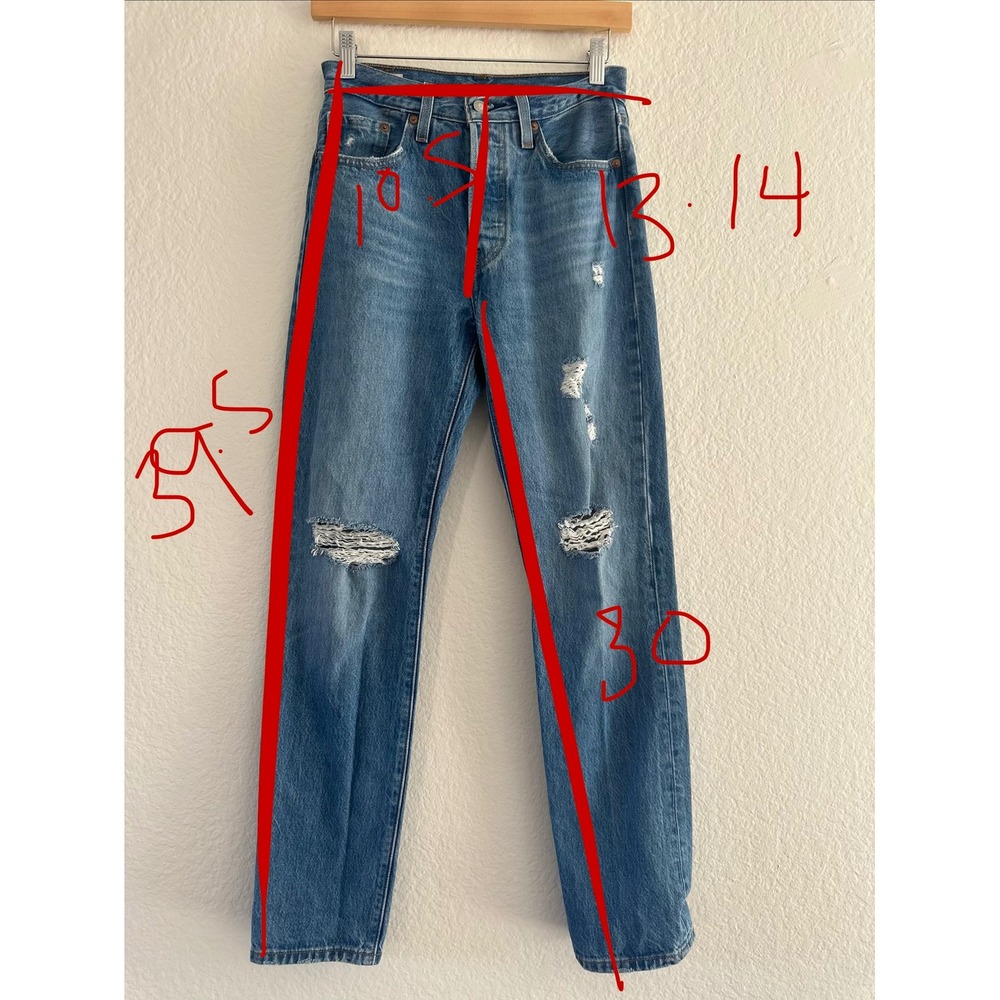Levi's‎ 501 Original Fit Jeans Womens 24 Blue Distressed High Rise Button Fly - Picture 11 of 11